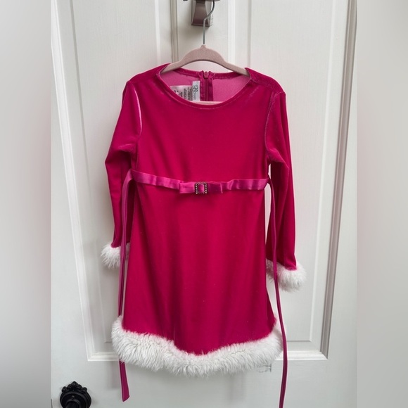 Bonnie Jean Other - Bonnie Jean 3T Girls Pink & White Velvet Christmas Holiday Long Sleeve Dress